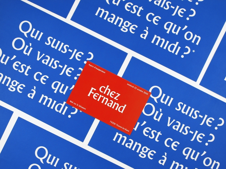 Überknackig project : chez Fernand - opening postacard - menu